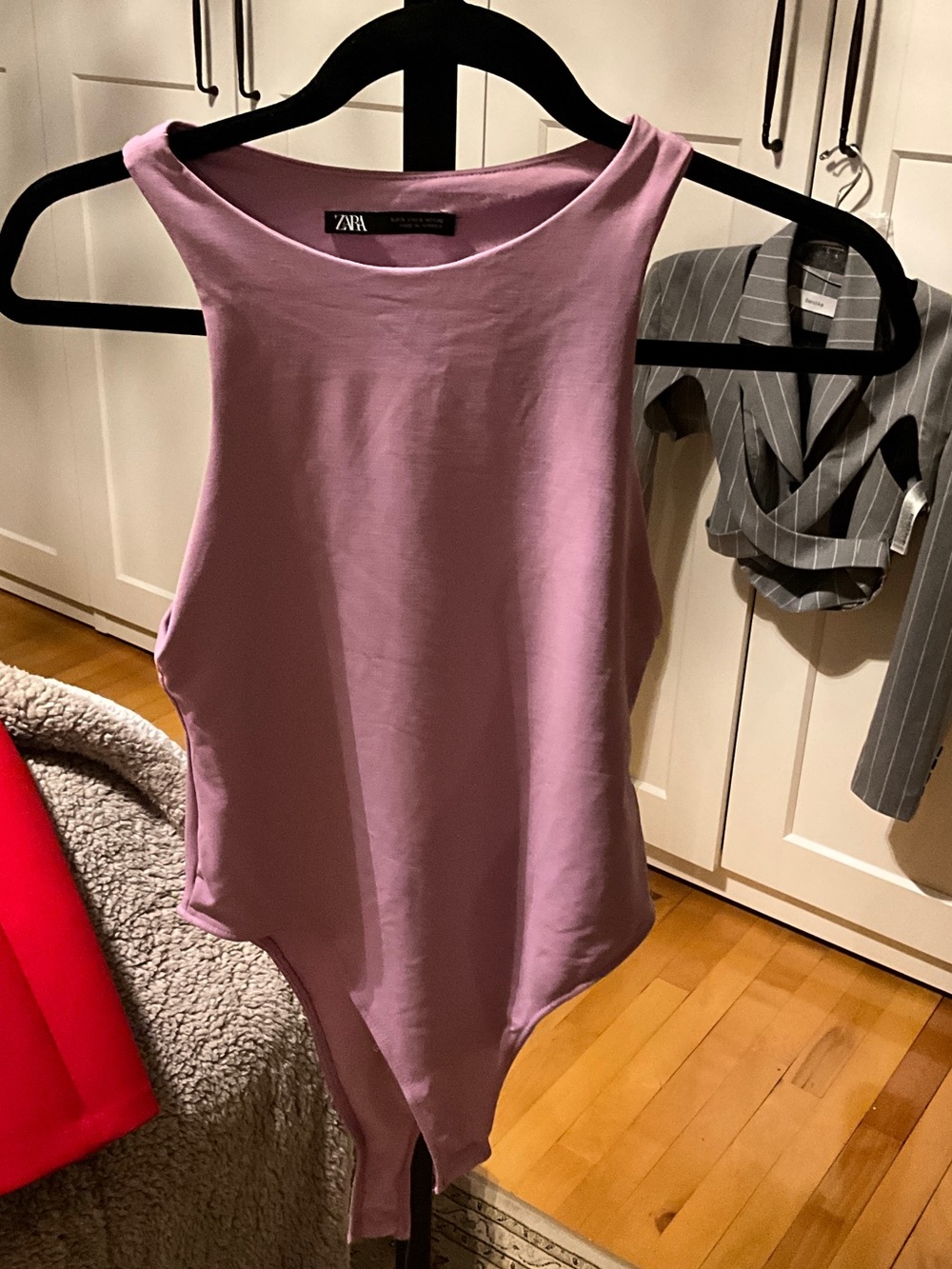 Zara Mauve Sleeveless High-Neck Bodysuit